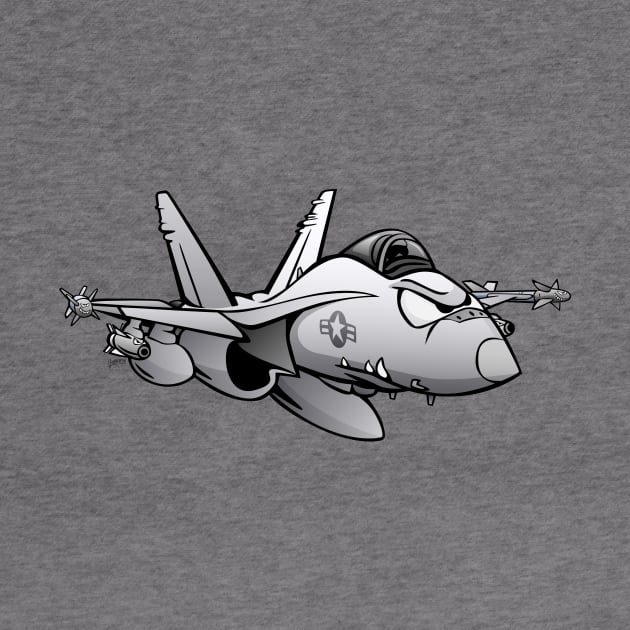 F/A-18 Hornet Military Fighter Attack Jet Airplane Cartoon by hobrath